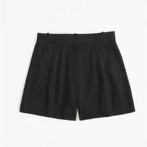 Abercrombie & Fitch Black Curve Love High Waist Linen-Blend Women's Shorts